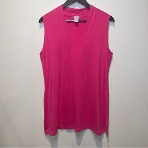 Chico’s Women’s Size 2 (large) Stretch Comfort Sleeveless Top Shirt V-neck Pink